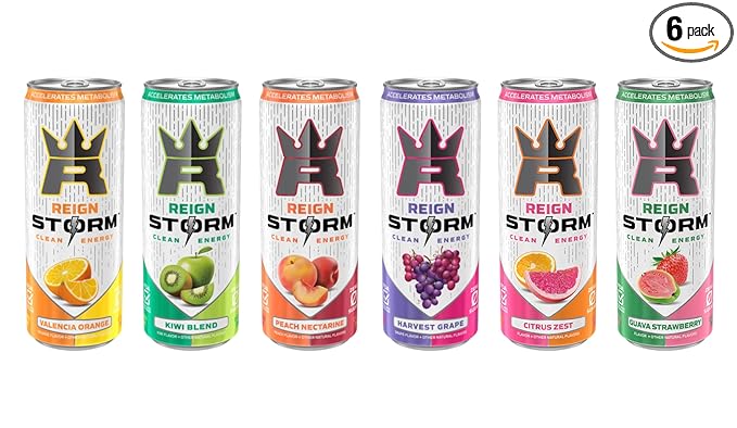 Reign Storm Clean Energy Variety Pack - Fitness &amp Wellness Drink | 6 Flavors | 12 Fl Oz (Pack of 6)
