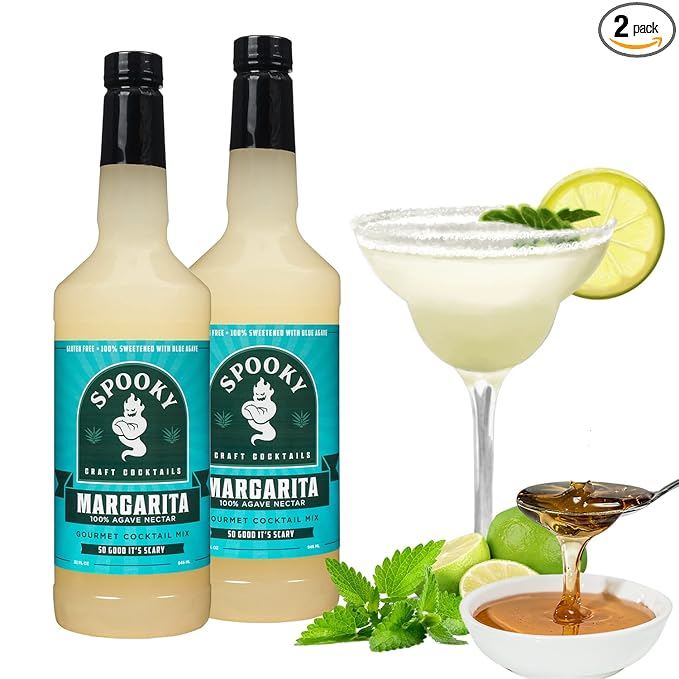 SPOOKY - Margarita Cocktail Mix - With 100% Blue Agave Nectar - No Artificial Colors Flavors or Corn Syrup - Premium Gluten Free Cocktail Mixers for your Machine - 32 Oz (Pack of 2)