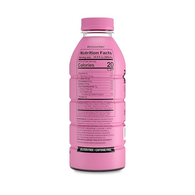 PRIME Hydration STRAWBERRY WATERMELON Sports Drinks Electrolyte Enhanced for Replsnishing Fluids 250mg BCAAs B Vitamins Antioxidants Low Sugar 16.9 Fl Oz 12 Pack