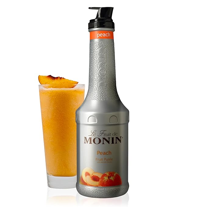 Monin - Peach Fruit Purée Summertime Sweetness Great for Cocktails Smoothies and Lemonades Non GMO No Artificial Ingredients (1 Liter)