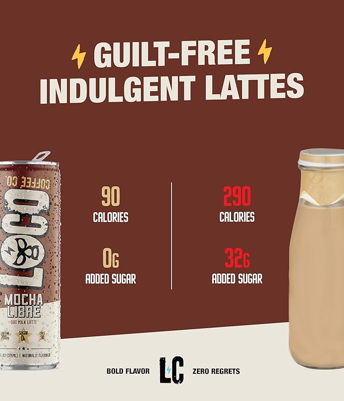 Loco Coffee Mocha Latte 11 Ounce Can 12 Count | Zero Sugar 200mg Caffeine | Gluten Free and Dairy Free | Low Calorie Iced Coffee