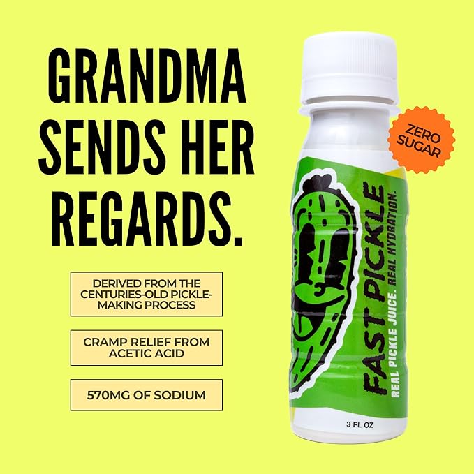 Fast Pickle Juice Pickle Shots For Leg Cramps Relief - Hydration &amp Electrolyte Support No Sugar Natural Ingredients - 3 Oz 24 Pack