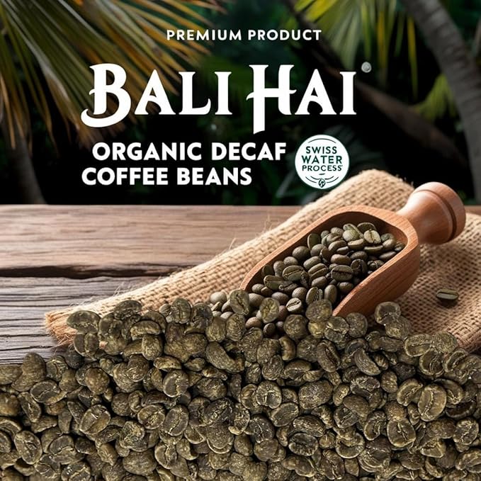 Current Crop Roasting Shop Bali Hai Organic Decaf Coffee Beans – Unroasted Green Coffee – Swiss Water Process – Indonesia Blend – Smooth &amp Balanced with Cocoa &amp Marshmallow Notes - 5 Pound Bag