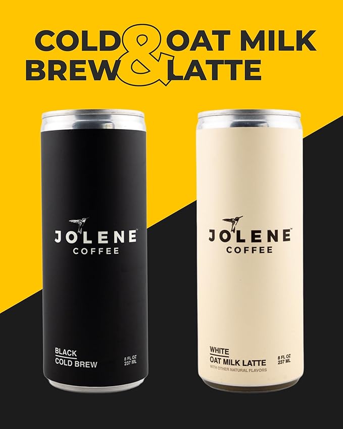 Jolene Coffee – Black Cold Brew | 8oz Cans | Smooth Bold Dairy-Free Gluten-Free Non-GMO (12 Cans Black Cold Brew)