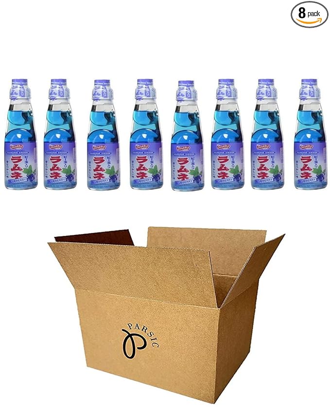 RAMUNE Japanese Soft Drink multi-pack 8 Bottles 6.76 Fluid Ounce (Blueberry)