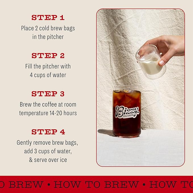 Bizzy Organic Cold Brew Coffee | Bundle | Coarse Ground Coffee | Dark &amp Bold 1 LB + Smooth &amp Sweet Pitcher Pack 12-count | 2 Pack