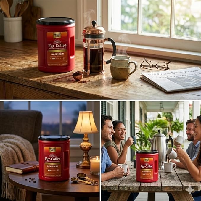 Colombian Ground Coffee Medium Roast 40.3 oz Large Canister Smooth &amp Bold Arabica Coffee Bulk Coffee for Drip Coffee Maker French Press &amp Pour Over