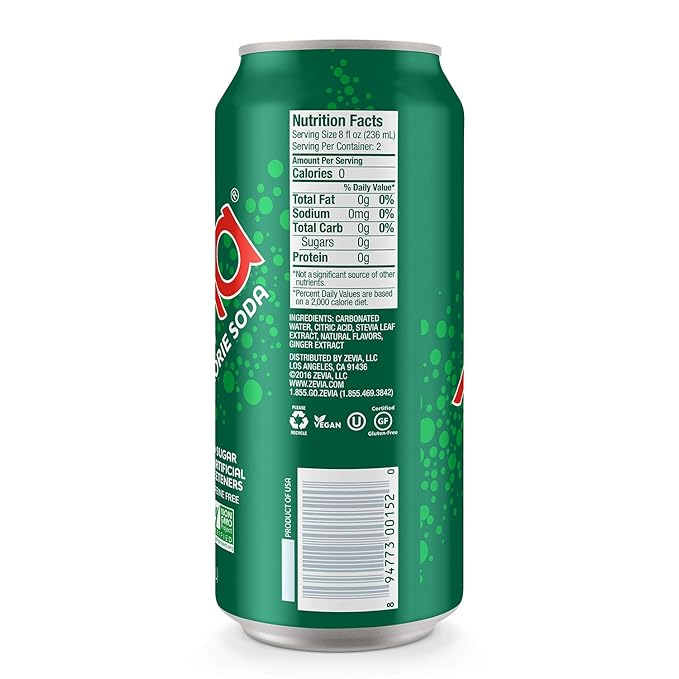 Zevia Zero Calorie Ginger Ale Soda Cans (24 Pack of 12 oz + 12 Pack of 16 oz)