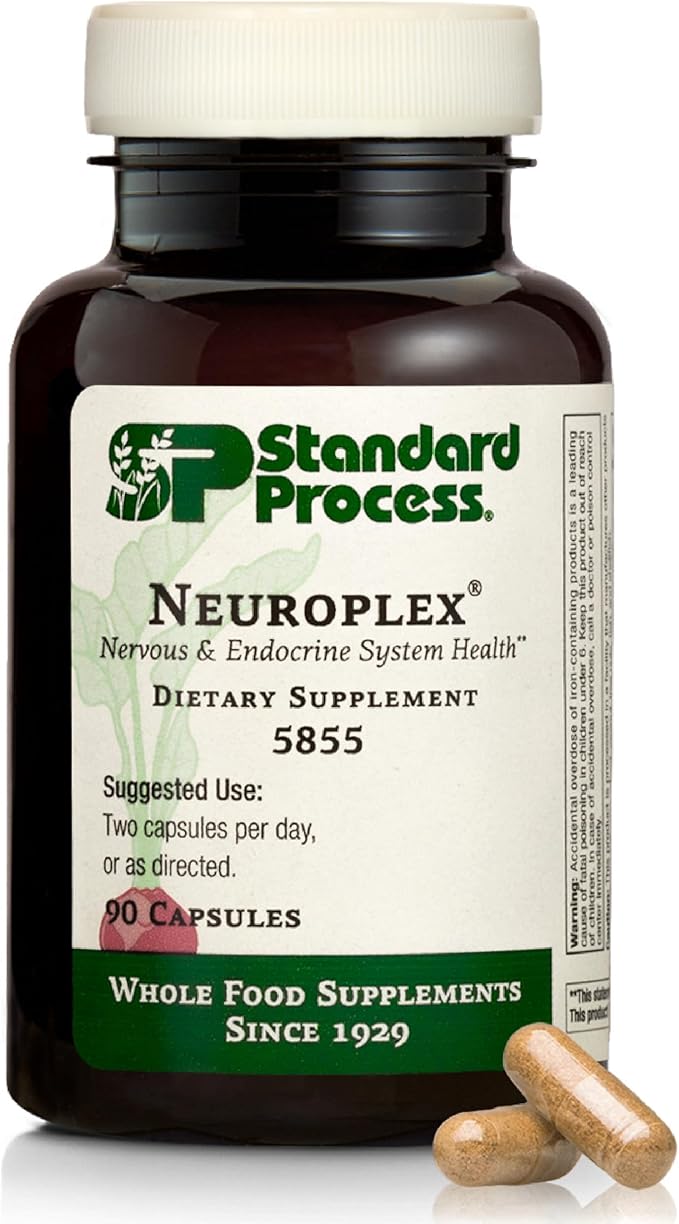 Standard Process Neuroplex - Supports Nervous &amp Endocrine System Function - Brain Health Support with Vitamin B6 Iron Zinc &amp More - Brain Supplement for Men &amp Women - 360 Tablets