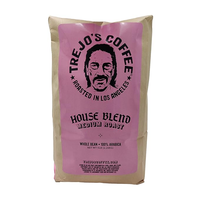 Trejo's Coffee House Blend Medium Roast Whole Bean Coffee 5 lbs Bag 100% Arabica