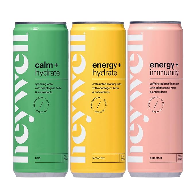 Heywell Sparkling Adaptogenic Drink Citrus Variety Pack 12 Fluid Ounce (Pack of 12) - Organic Non GMO Vegan Gluten Free Dairy Free (12 Pack Citrus Variety Pack)