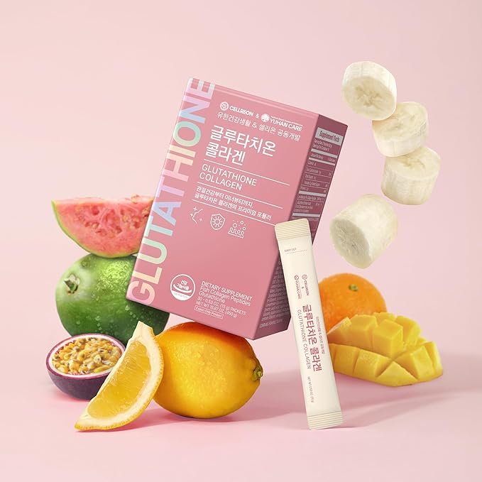 Korean Glutathione Collagen Jelly Sticks 30 Packets - Premium Beauty Supplement with 2000mg Fish Collagen Peptide Anti-Wrinkle Hydrating Skin Elasticity Joint Support