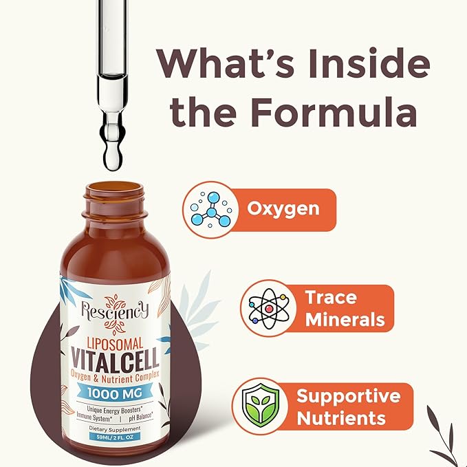 13-in-1 Liquid Oxygen Boost &amp Nutrient Supplement Liposomal Optimized-Delivery Blend with Trace Minerals Amino Acids CoQ10 B Vitamins &amp Fulvic Acid Daily Wellness Liquid Oxygen Drops 4 f