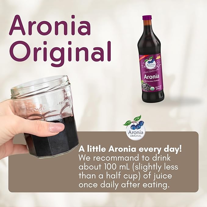 Aronia ORIGINAL Organic Aronia Berry Juice 23.7 Fl Oz (6-Pack) | No Added Sugar Not From Concentrate 100% Pure Aronia Fruit | Amber Glass Bottle | Vegan Organic Non-GMO Black Chokeberry