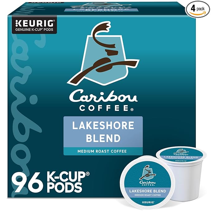 Caribou Coffee Lakeshore Blend Keurig Single-Serve K-Cup Pods Medium Roast 24 Count (Pack of 4)