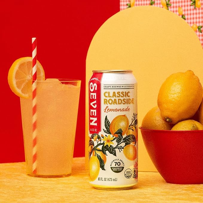 SevenTeas Classic Lemonade 16 OZ (Pack of 12 Cans) Organic