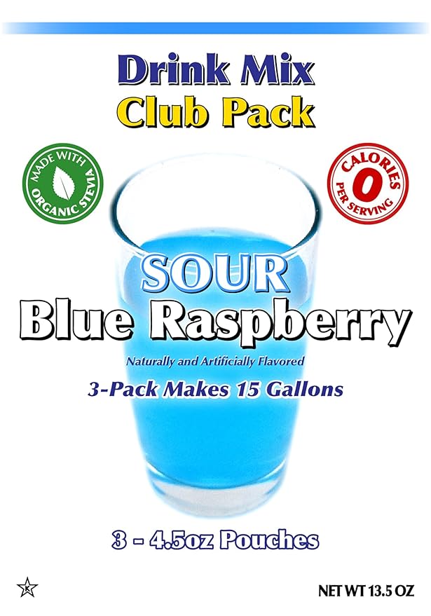 GramZero Sour Blue Raspberry Zero Calorie Sugar Free Drink Mix Great For Nutrition Club Loaded Tea Stevia Sweetened