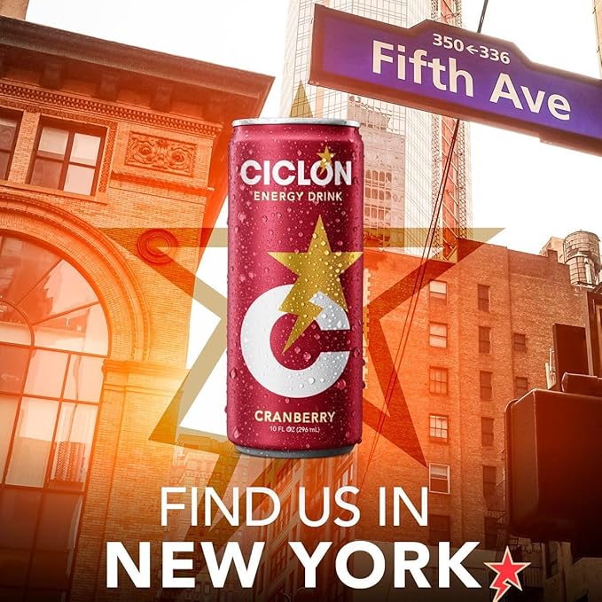 Ciclon Energy Drink Cranberry Flavor 24 Cans (10 Fl Oz)
