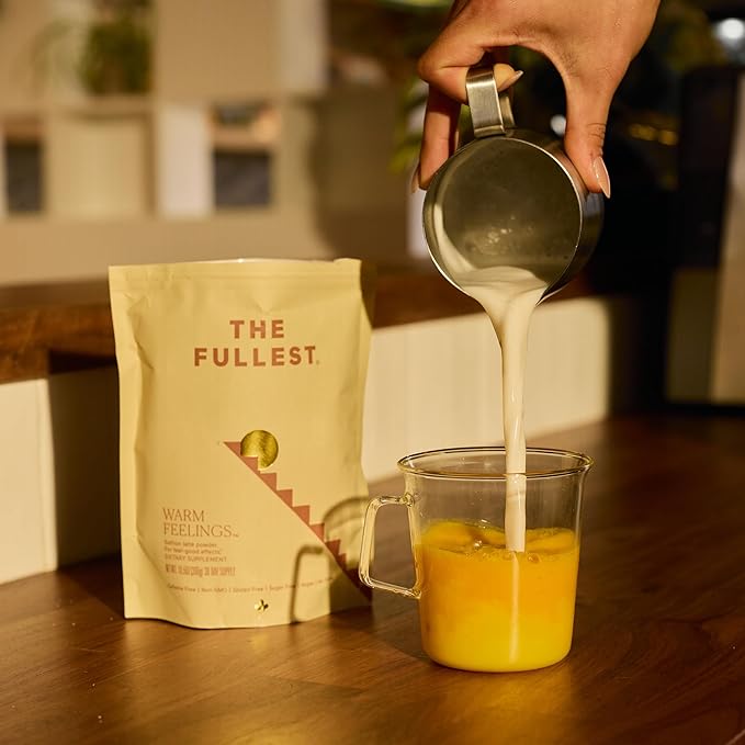 THE FULLEST - Saffron Latte 100 Day Supply - Saffron Cardamom and Coconut Based Wellness Powder for Mood and Sleep Support Sugar-Free Vegan and Gluten-Free 100 Servings