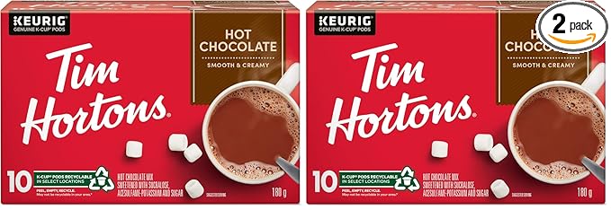 Tim Hortons Original Hot Chocolate Single Serve Keurig K-Cup Pods 10 Count (Pack of 2)