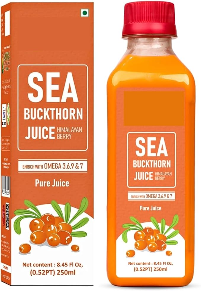 100% Pure Sea Buckthorn Jui.ce - 250Ml (8.45 Fl Oz) - Omega 3679-100% Berry Pu.lp - Sea Buckthorn Ju.ice