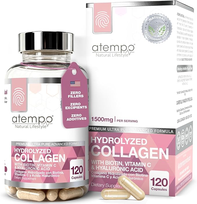 Hydrolyzed Collagen Peptides Pro-Structural Protein for Men and Women 1500mg Multi Dietary Supplement for Skin Hair Bones and Joint Support 120 Capsules