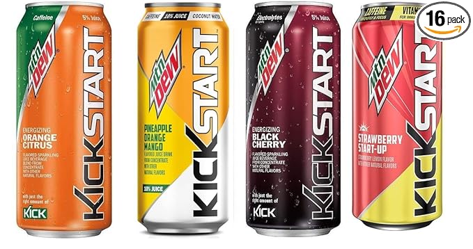 Mountain Dew Kickstart Energy Drink Variety Pack - 16 Count