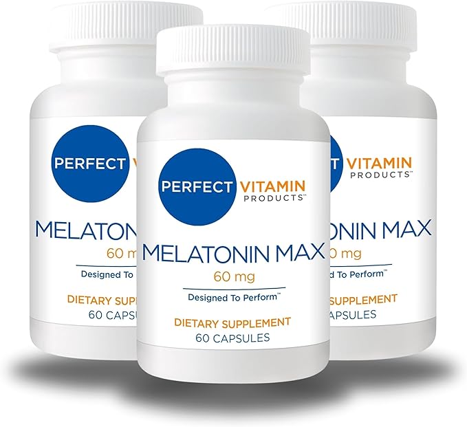 60mg Extra Strength Melatonin MAX - High Dosage Melatonin Vegan Non-GMO Gluten-Free (3-Pack)