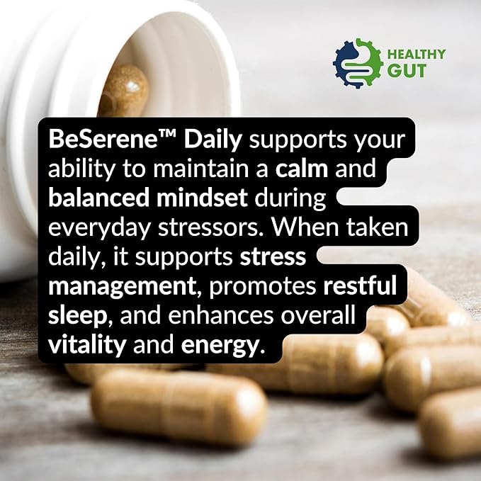 Healthy Gut BeSerene Daily | Cortisol &amp Stress Support | Supports Your Sleep and Adrenals | 30 Servings
