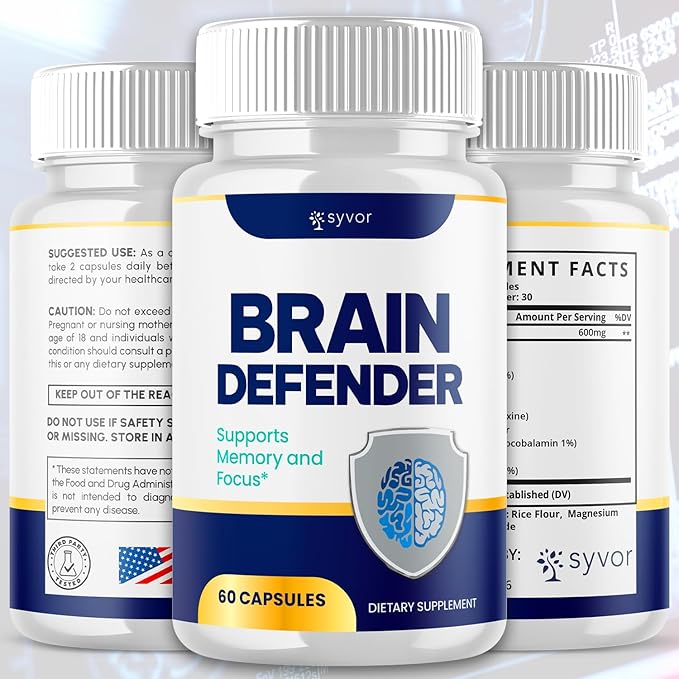 (2 Pack) Brain Defender Supplement Pills Official Brain Defender Advanced Formula Nootropic Capsules All Natural Health and Wellness Support Formula Maximum Strength Braindefender (120 Capsules)