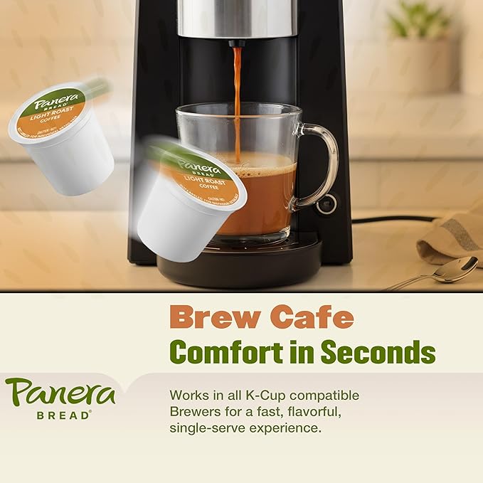 Panera Bread Light Roast Coffee Pods 100% Arabica Coffee Keurig Compatible Cups Breakfast Blend Single Serve Pods Smooth &amp Balanced Kosher Certified 96 Single Serve Pods (4 Packs of 24)