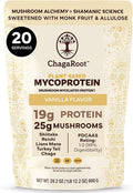 Mycoprotein Mushroom Protein Powder Vanilla - 19g of Vegan Protein Plant Based Superfood Master Blend of Chaga Reishi Turkey Tail Shiitake Lions Mane Coffee Smoothies (1.76 lb)