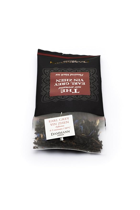 Dammann Freres Sachets Earl Grey Yin Zhen Tea Bags Premium Gourmet French Black Tea Blend Bergamot Individually Wrapped 24 Count (Single Pack)