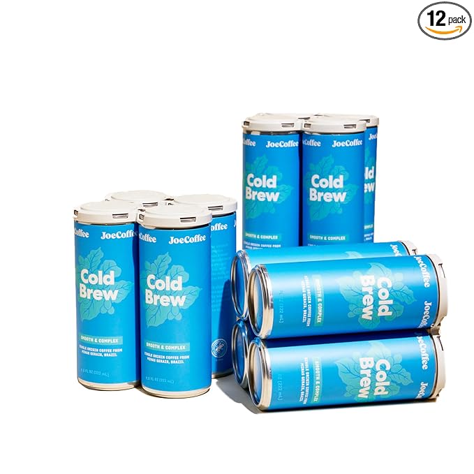 Joe Coffee Company - Black Cold Brew Ready-to-Drink Specialty Coffee Cans (Pack of 12) | NYC Roaster Rainfoest Alliance Certified Kosher Climate-Friendly