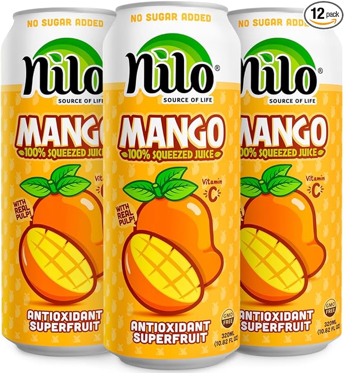 NILO Mango Juice | 100% Squeezed Mango | NO Sugar added | NOT From Concentrate | 10.8 oz (Pack of 12)