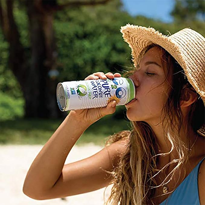 C2O Pure Coconut Water with Pulp | Plant Based | Non-GMO | No Added Sugar | Essential Electrolytes | 17.5 FL OZ (Pack of 12)