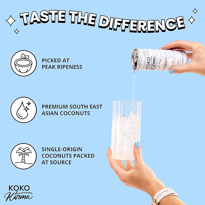 Koko &amp Karma Pure Coconut Water - All Natural No Added Sugars No Preservatives (12 Pack) (16.9 Fl Oz (Pack of 12) Pure Coconut Water)
