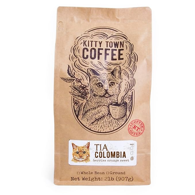 Kitty Town Coffee: Tia Colombia Light Roast Coffee From Colombia 2lb (32oz) Whole Bean