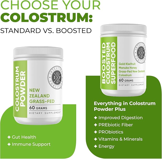 Intestinal Fortitude 100% Grass Fed New Zealand Cows Colostrum Capsules Grassfed Hormone Free GMO Free Optimal Gut Health and Immune System Support Leaky Gut IBD 500 mg Capsules 60 CT