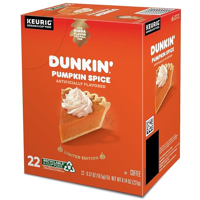 Dunkin' Donuts Pumpkin Spice Coffee Keurig K-Cup Pods Medium Roast 24/Box