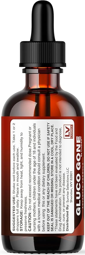 Gluco Gone Drops - Original Premium GlucoGone Liquid Drops All Natural Ingredients Support Advanced Formula for Overall Health &amp Wellness Glucogone Organic Droppers 1 Bottle for 1 Month