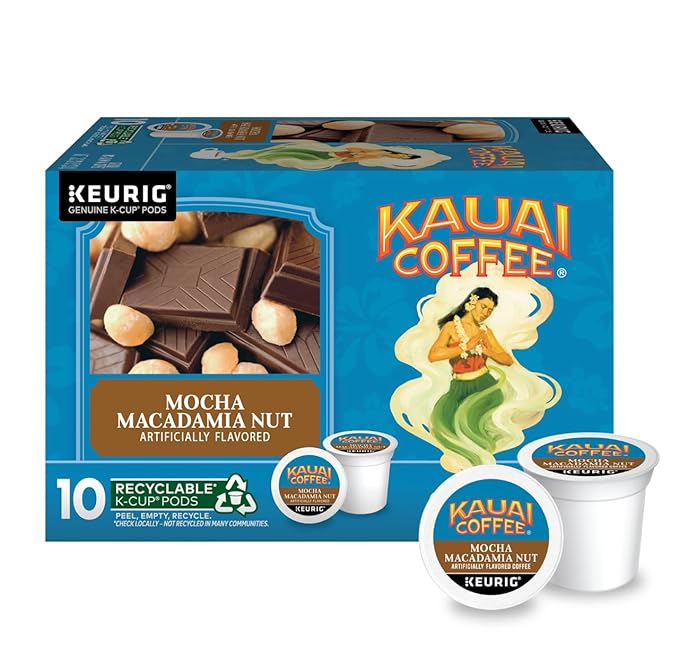Kauai Coffee K-Cup Pods (Mocha Macadamia Nut Na Pali Coast &amp Vanilla Macadamia Nut) Variety Pack