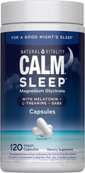 Natural Vitality Calm Sleep Capsules | Magnesium with Melatonin L-Theanine &amp GABA Supplement | for a Good Night's Sleep | Non-GMO Gluten Free &amp Vegan | 120 Count