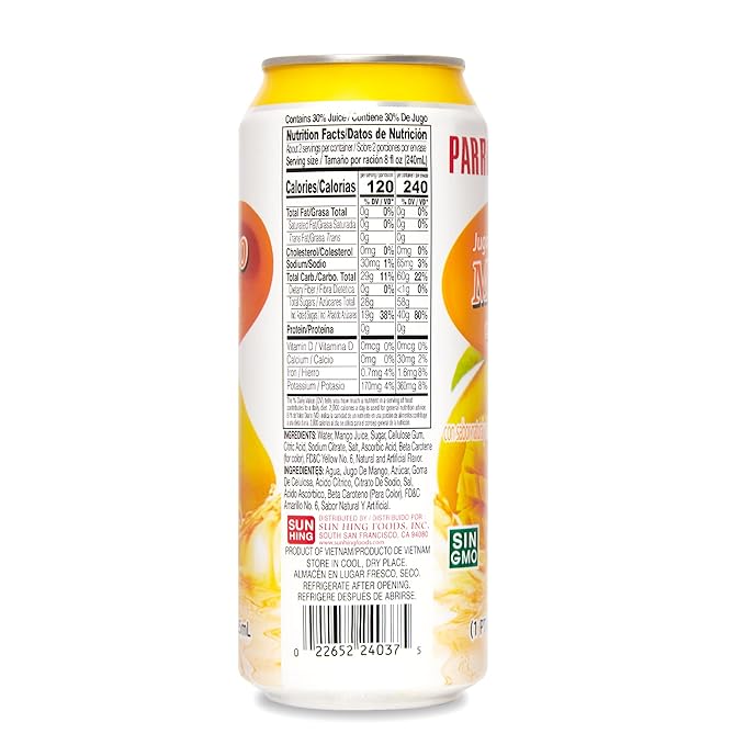 Parrot Brand Mango Juice Drink with Pulp 16.4 fl. oz.(Pack of 12)