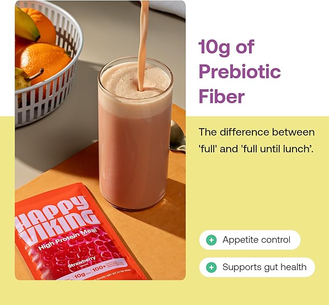 Happy Viking Plant-Based Protein Powder +100 Superfoods Vanilla Meal Replacement Shake Created by Venus Williams 30g Plant Protein 10g Fiber Vegan Gluten-Free Non-GMO 15 Meals