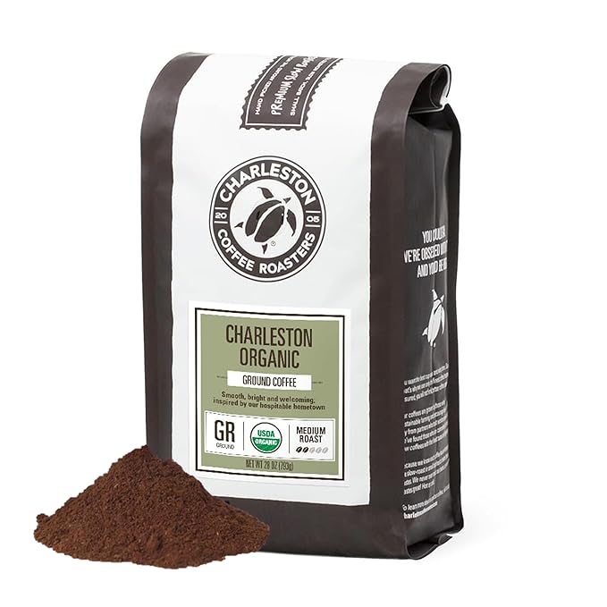 Charleston Coffee Roasters | Specialty Organic Ground Coffee | Hand Picked Premium Slow Roast (Charleston Organic Medium Roast) 28oz