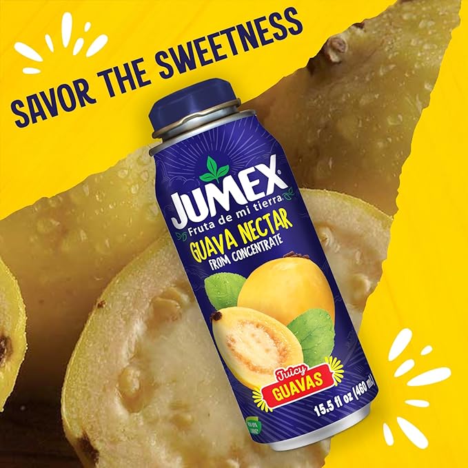 Jumex Guava Nectar Lata Botella - Made with Fresh Fruit Puree - Guava Juice Concentrate for Tropical Fruit Smoothie Mix Cocktail Mixers &amp Kids Beverages - 15.5oz 24 Pack Resealable Juice Bottles