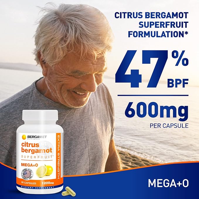 BergaMet Citrus Bergamot Supplement 170:1 Extract 1200mg 80% Polyphenols Italian Citrus Bergamot Supplement 60 Capsules 1 Month Made in the USA
