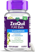 ZzzQuil Pure Zzzs +Magnesium Capsules L-Theanine and Magnesium Sleep Aid 4-in-1 Magnesium: Citrate Bisglycinate Oxide and Carbonate Sleep Aids for Adults 90 Sleep Capsules