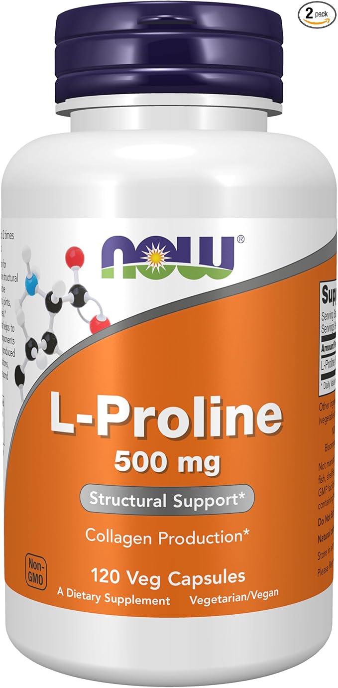 Now Foods L-Proline 500mg Veg-Capsules 120-Count (Pack of 2)